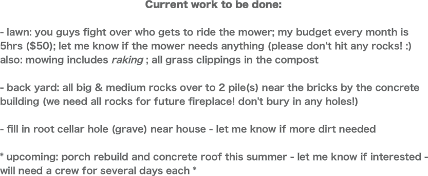 Current work to be done: